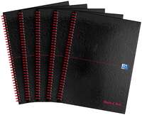 Black n' Red A5 5mm Squared Glossy Wirebound Notebook - Pack of 5