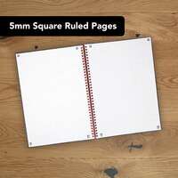 Black n' Red A5 5mm Squared Glossy Wirebound Notebook - Pack of 5