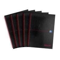 Black n' Red A4 8mm Ruled Glossy Wirebound Notebook - Pack of 5