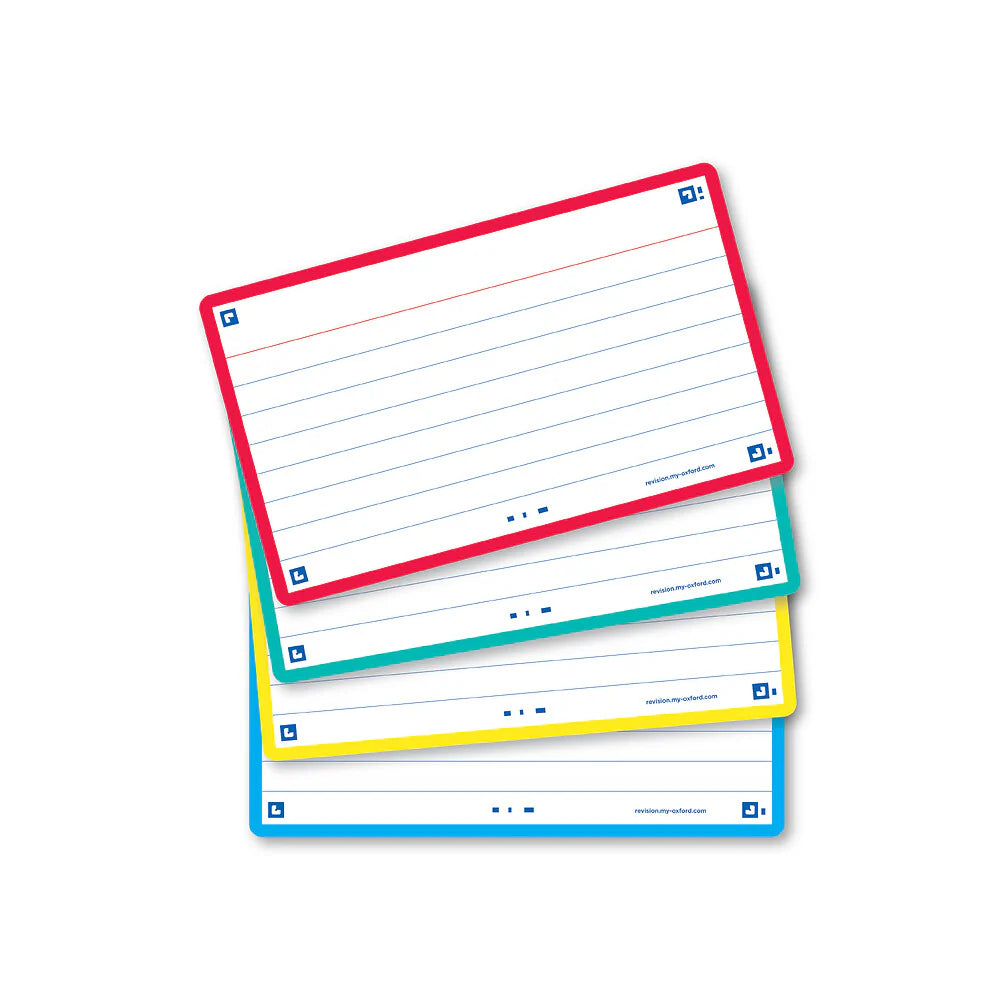 Oxford Flash/Revision Cards - Assorted Colours – 20 Packs of 80