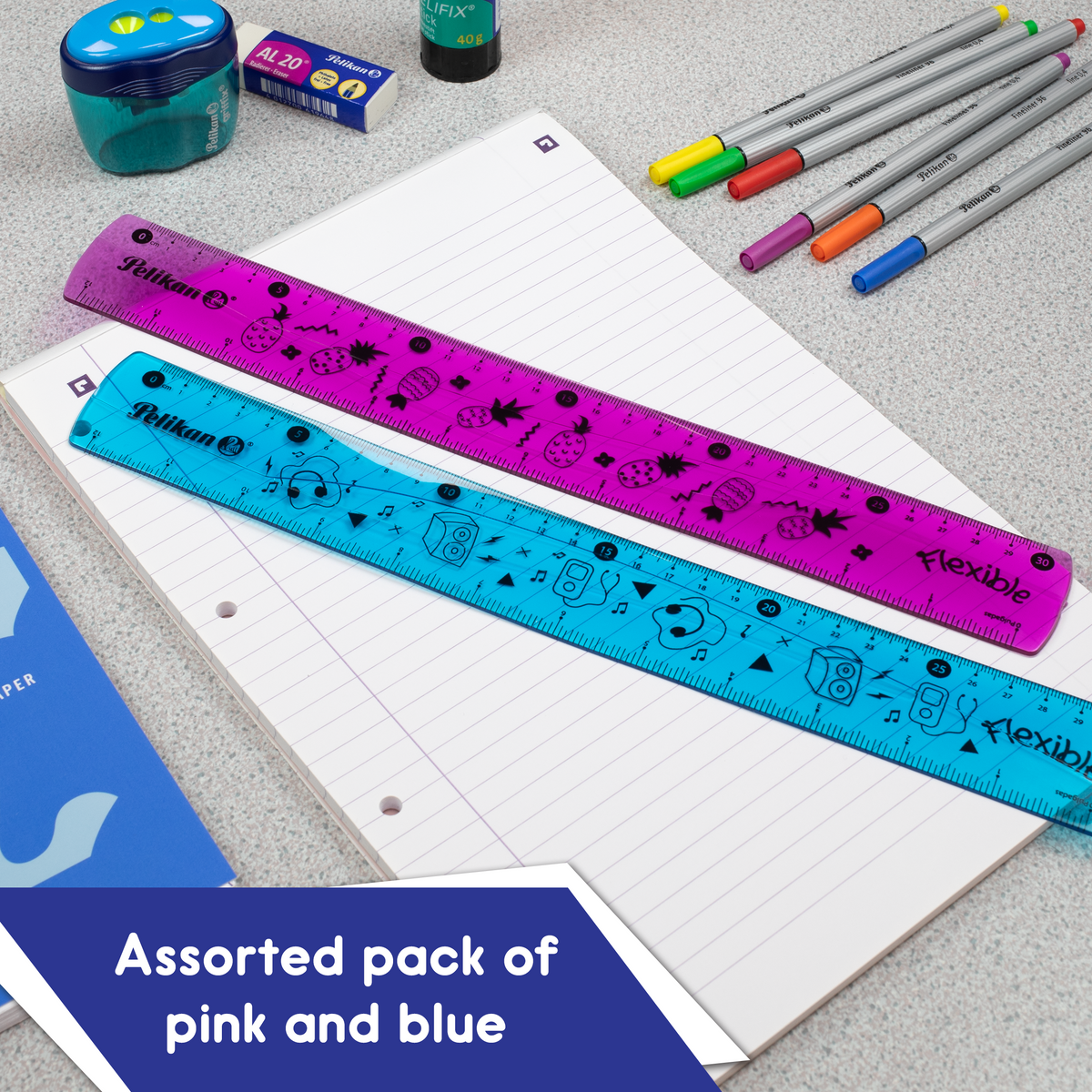 Pelikan Assorted Flexible Rulers, Pack of 24