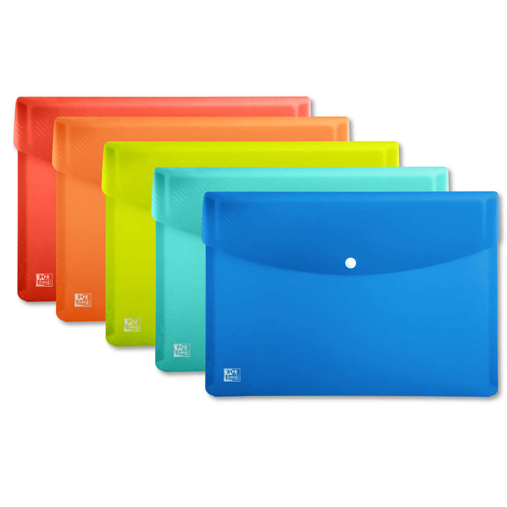 A4 Oxford Coloured Plastic Snap Wallets - Pack of 50