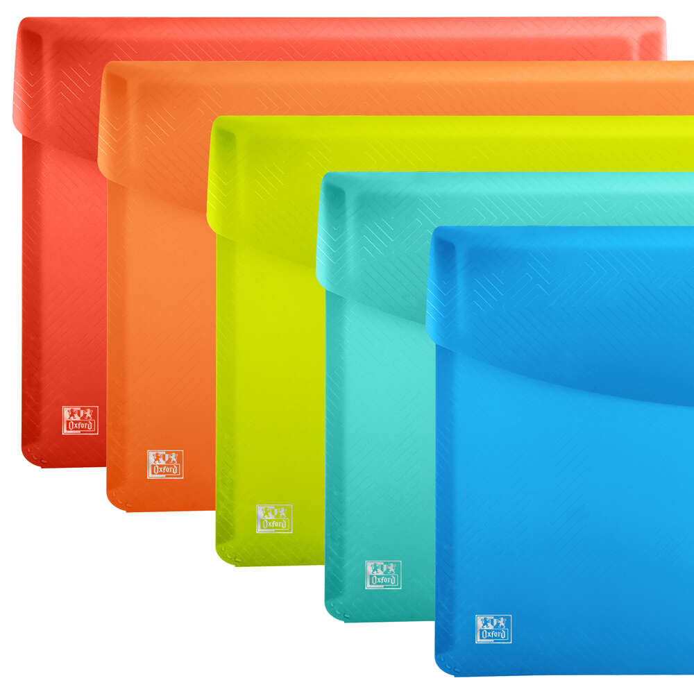 A4 Oxford Coloured Plastic Snap Wallets - Pack of 50