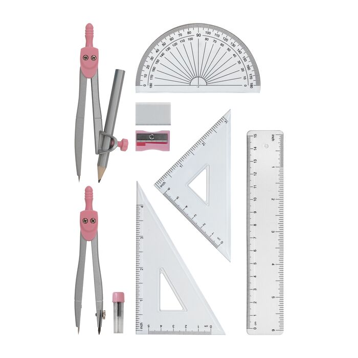 Pink Geometry Set - Pack of 70 - Exercise Books