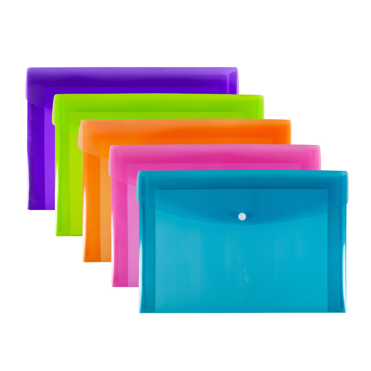 A4 Coloured Plastic Snap Wallets - Pack of 5