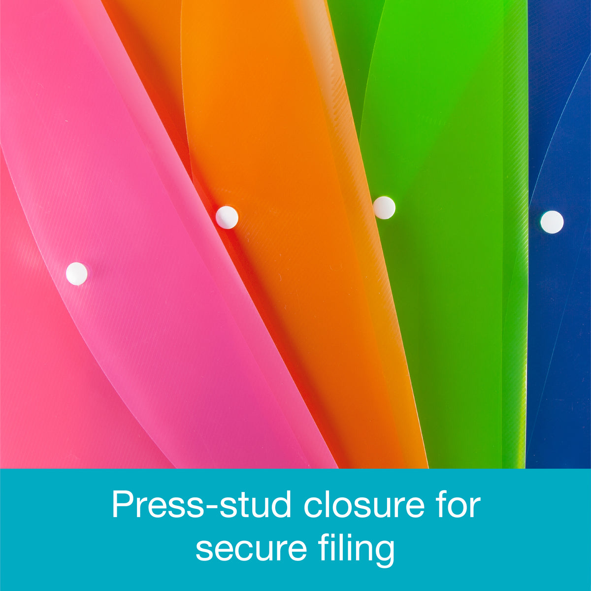A4 Coloured Plastic Snap Wallets - Pack of 5