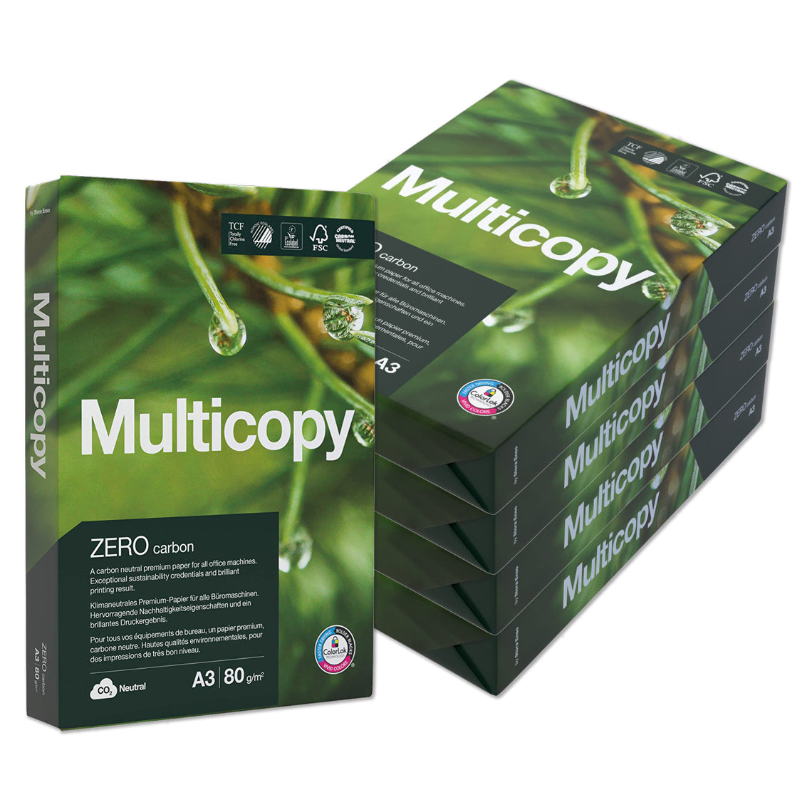 Multicopy Zero A3 80gsm Photocopier Paper - 5 ream box - Exercise Books
