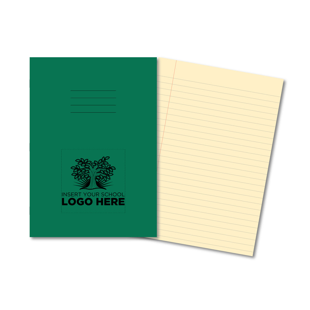 Manila School Exercise Book A4 8mm Ruled &amp; Margin Cream Tinted Paper - Personalised