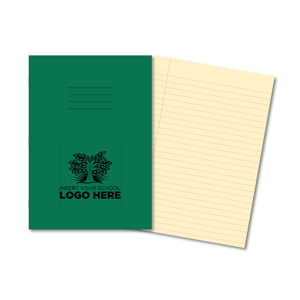 Manila School Exercise Book A4 10mm Ruled &amp; Margin Cream Tinted Paper - Personalised (Pack of 10)
