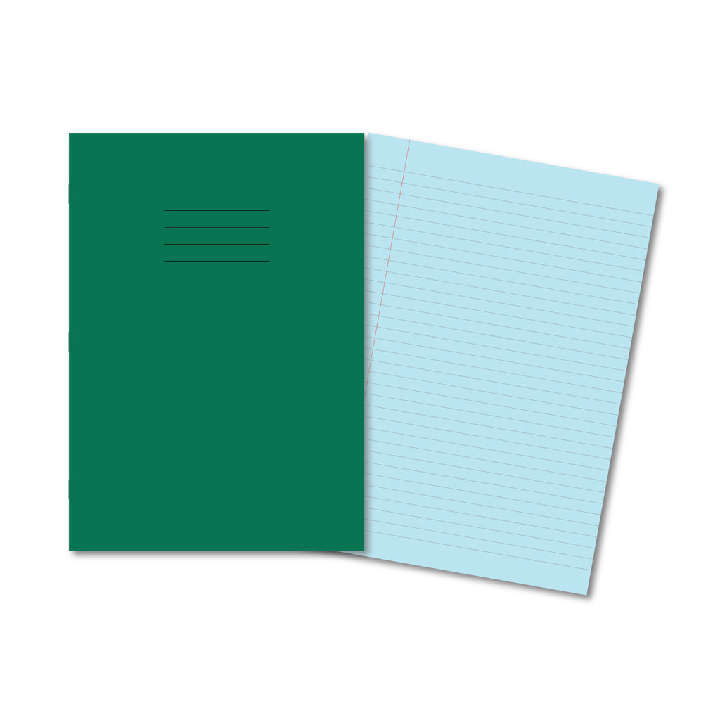 Manila School Exercise Book A4 8mm Ruled &amp; Margin Blue Tinted Paper - Without Free Personalisation