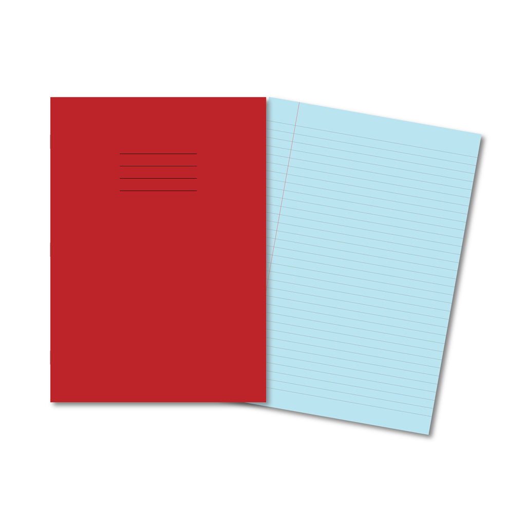 Manila School Exercise Book A4 8mm Ruled &amp; Margin Blue Tinted Paper - Without Free Personalisation