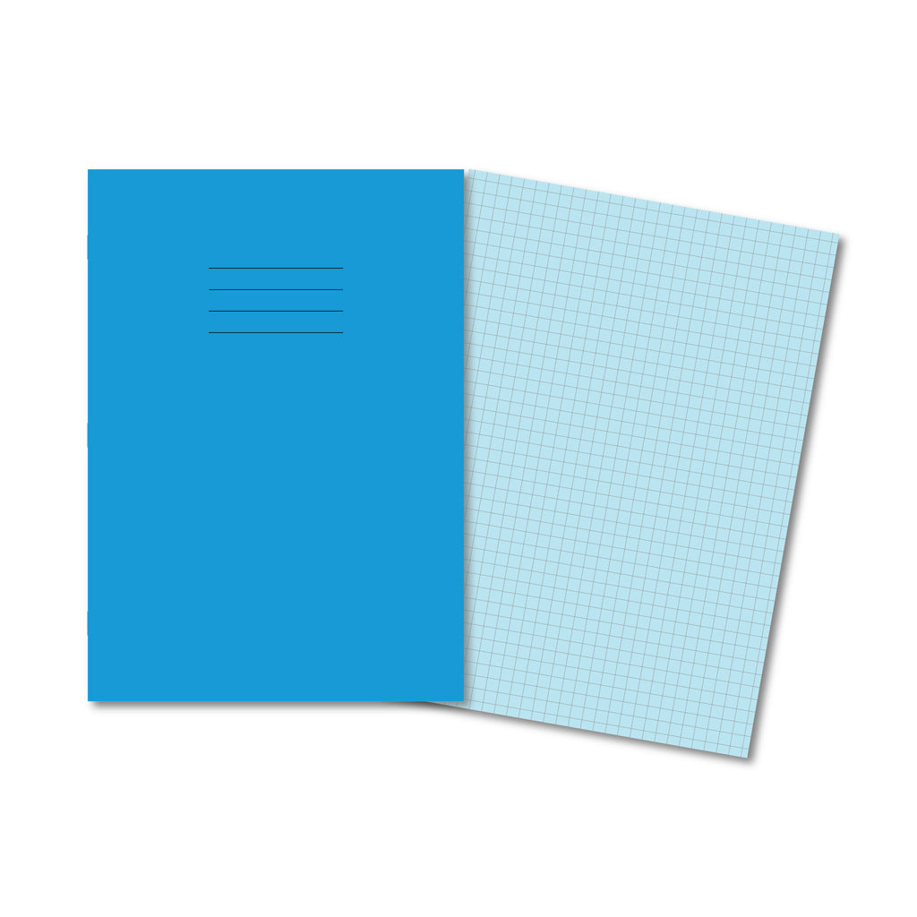 Manila School Exercise Book A4 7mm Squared Blue Tinted Paper - Without Free Personalisation