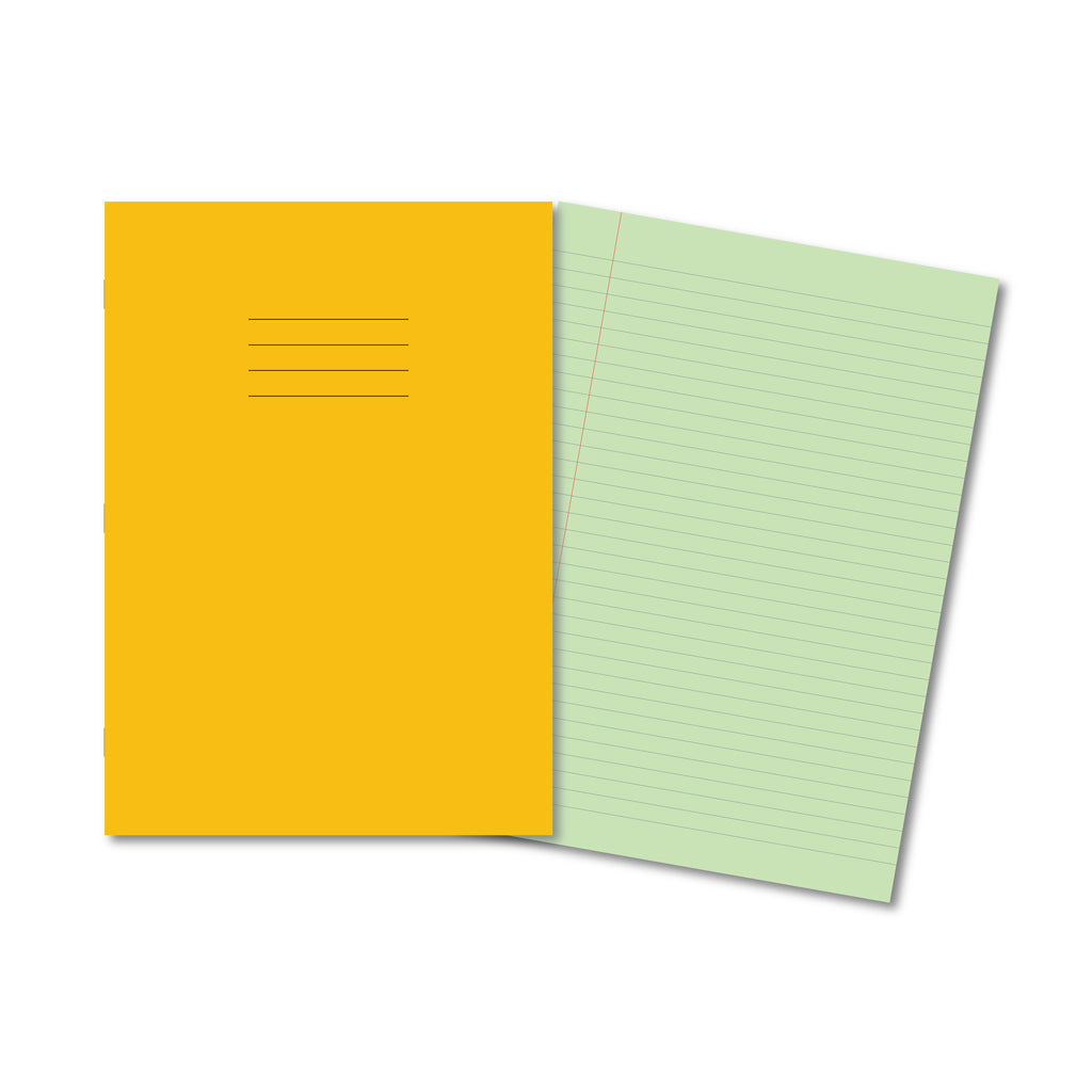 Manila School Exercise Book A4 8mm Ruled &amp; Margin Green Tinted Paper - Without Free Personalisation