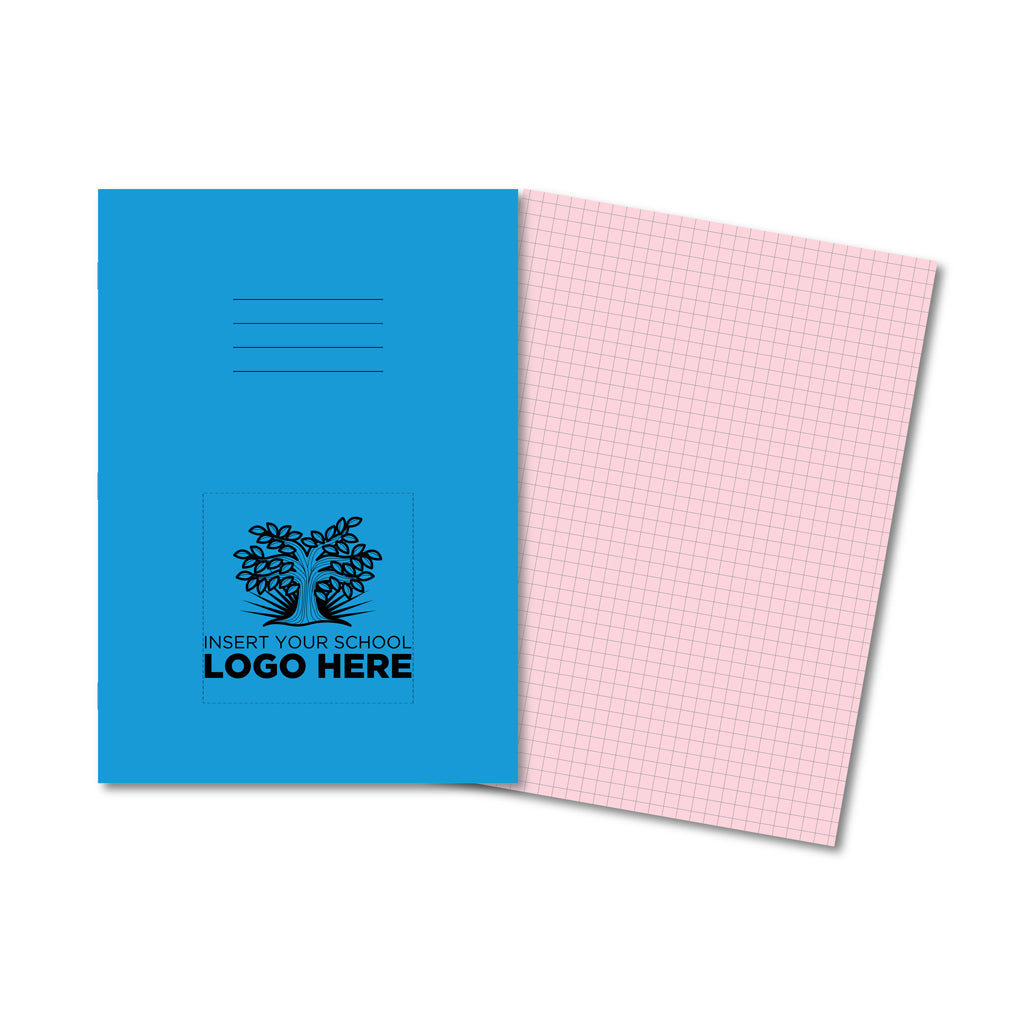 Manila School Exercise Book A4 7mm Squared Pink Tinted Paper - Personalised (Pack of 10)