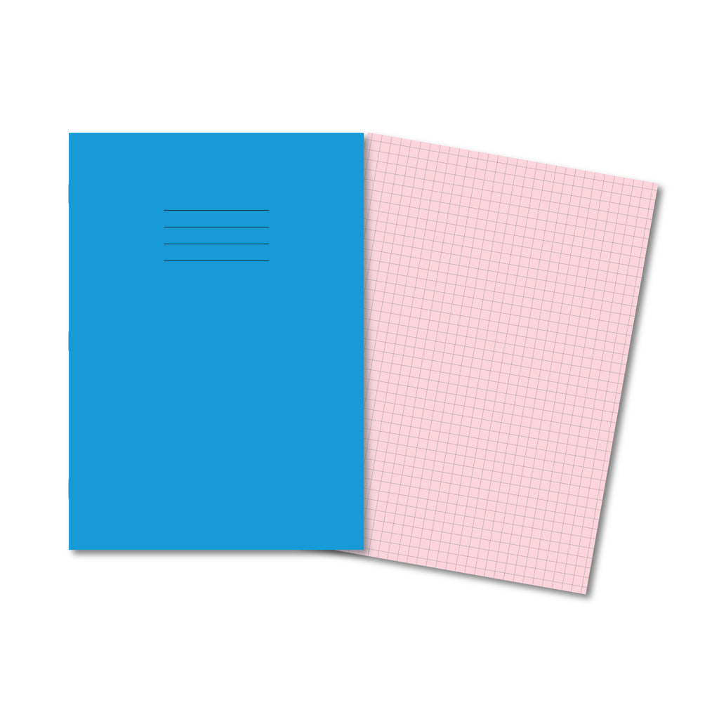 Manila School Exercise Book A4 7mm Squared Pink Tinted Paper - Without Free Personalisation