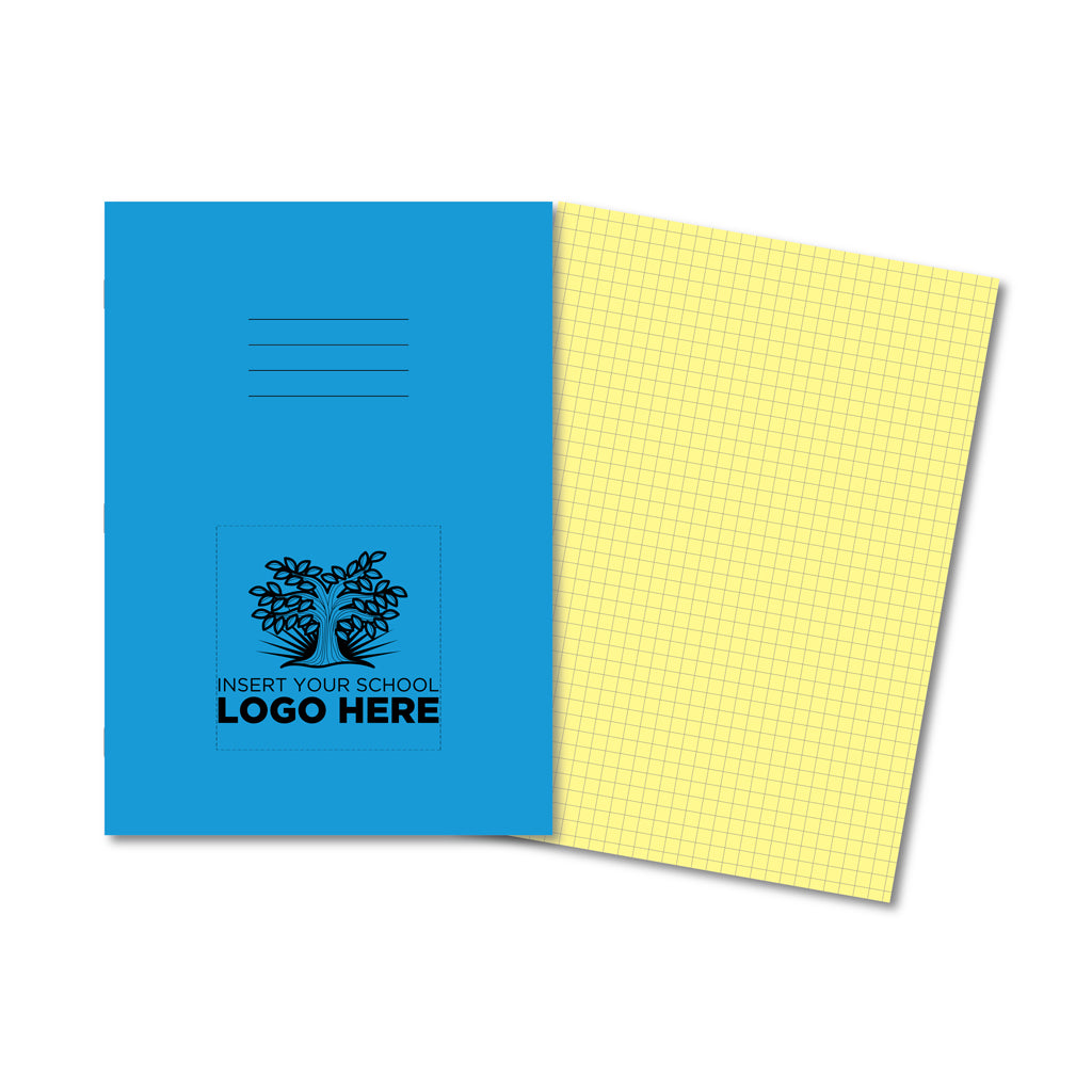 Manila School Exercise Book A4 7mm Squared Yellow Tinted Paper - Personalised (Pack of 10)