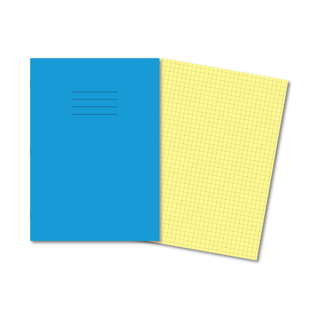 Manila School Exercise Book A4 7mm Squared Yellow Tinted Paper - Without Free Personalisation