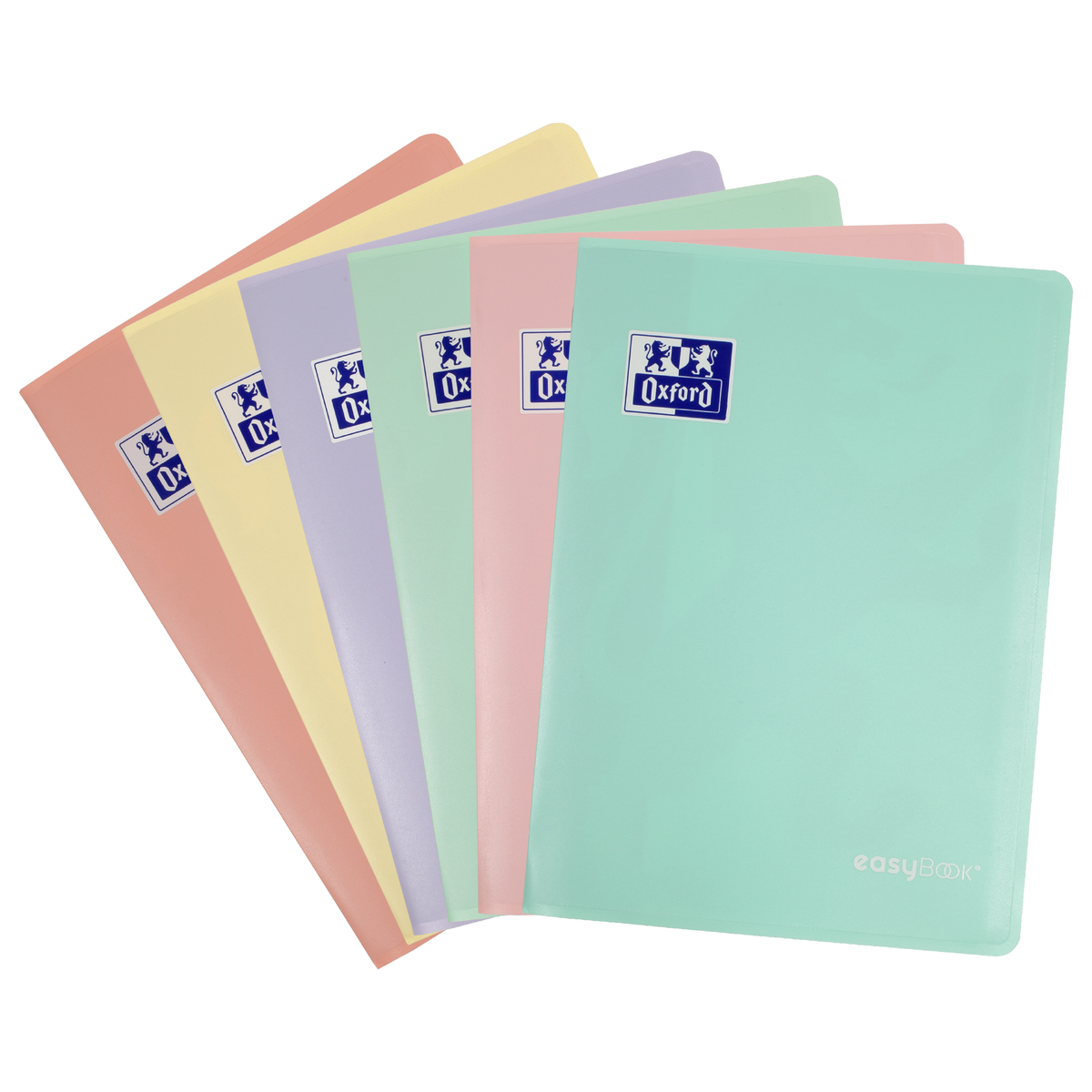 Oxford easyBook® A4 Pastel PP Exercise Books, 7mm Ruled & Double Margined, 96 Pages - Pack of 10