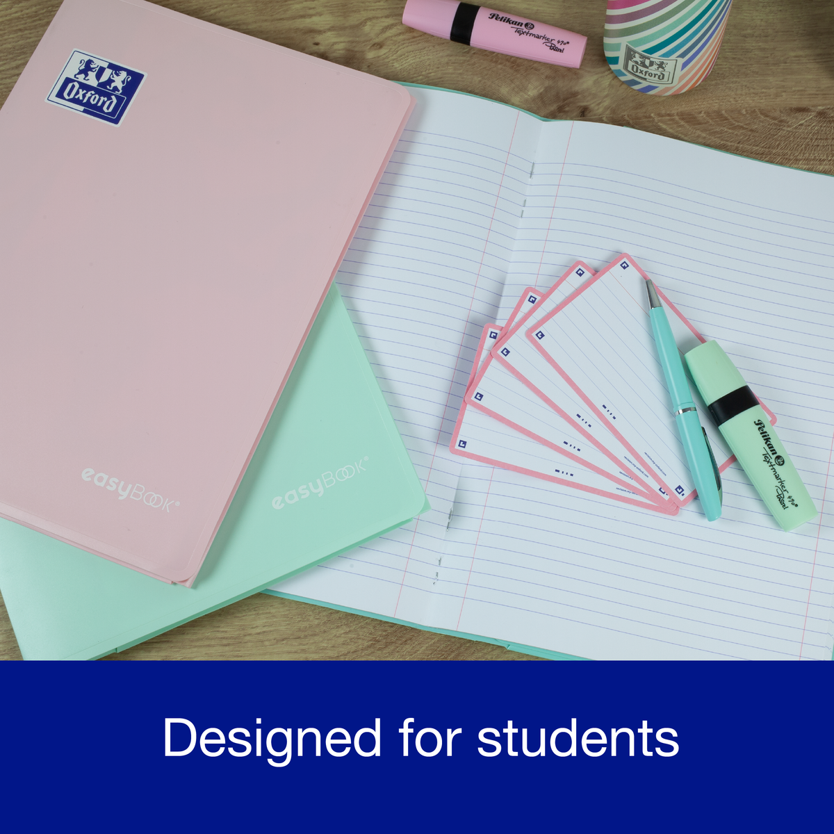 Oxford easyBook® A4 Pastel PP Exercise Books, 7mm Ruled & Double Margined, 96 Pages - Pack of 10