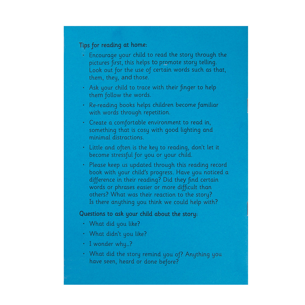 A5 Key Stage 1 Reading Record Book, 40 Page, Blue