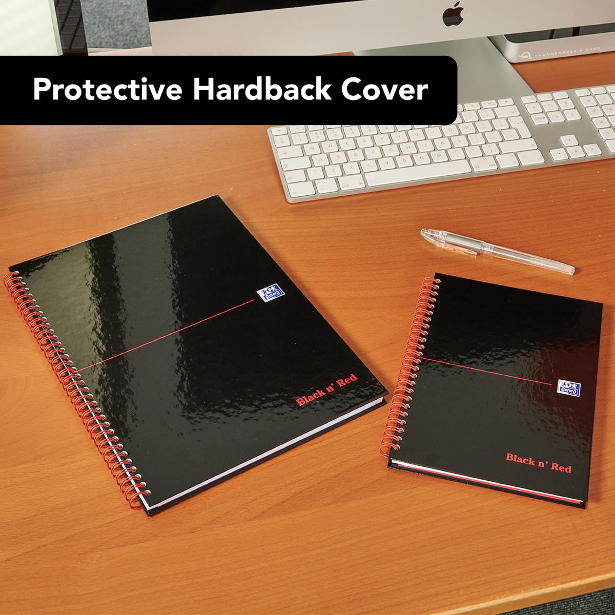 Black n' Red A5 8mm Ruled Glossy Wirebound Notebook - Pack of 5