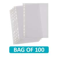 A4 Embossed Plastic Punched Pockets - Packs of 100
