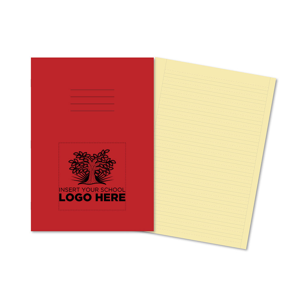 Hamelin A4 Exercise book Stapled, Handwriting ruling 6mm dashed, cream paper, 80 page - Personalised