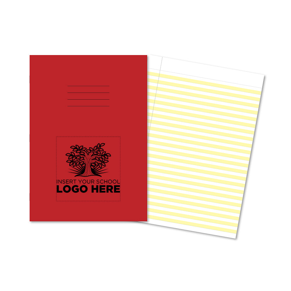 Hamelin A4 Exercise Book Stapled, Handwriting 6mm highlighted yellow ruling, 80 Page - Personalised