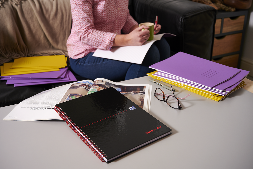 Black n' Red A4 8mm Ruled Glossy Wirebound Notebook - Pack of 5