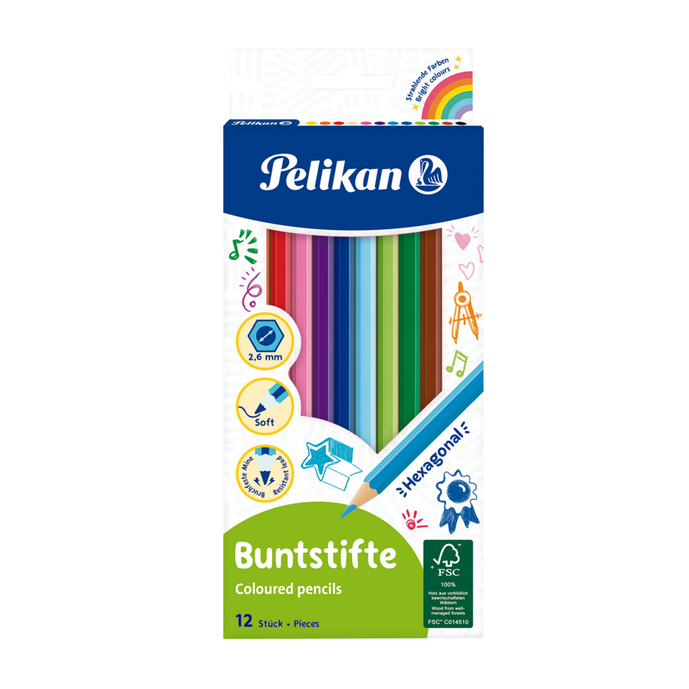 Pelikan Hexagonal Colouring Pencils - Pack of 12