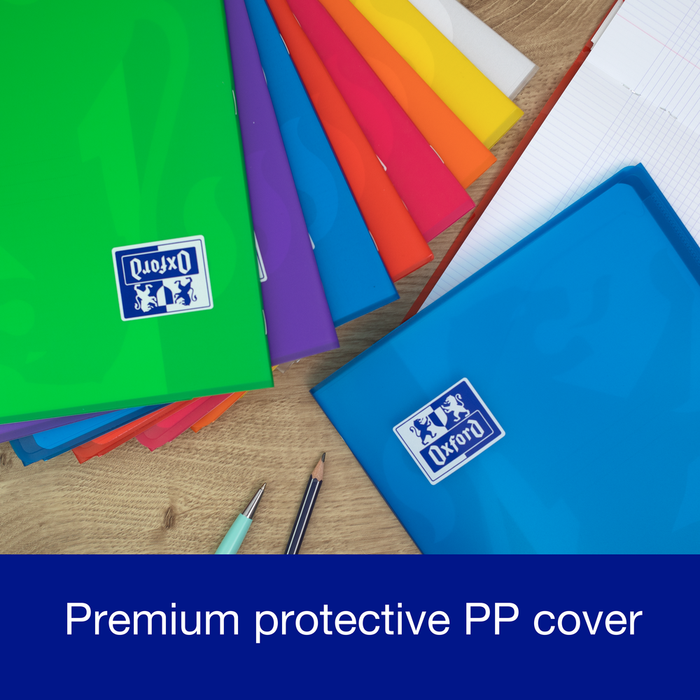 Oxford easyBook® A4 Bright PP Exercise Books, 4x4 squared, 96 Pages - Pack of 10
