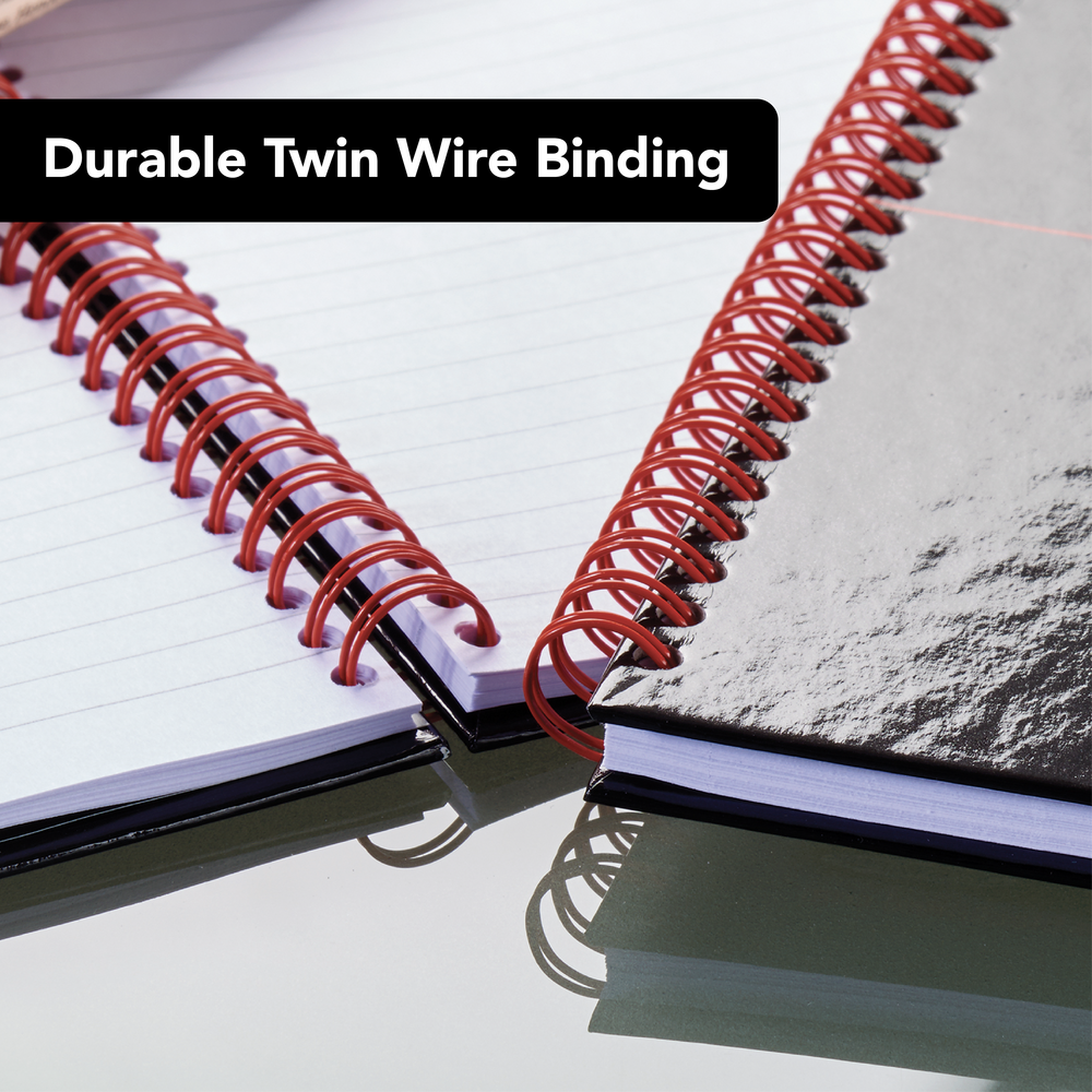 Black n' Red A5 5mm Squared Glossy Wirebound Notebook - Pack of 5