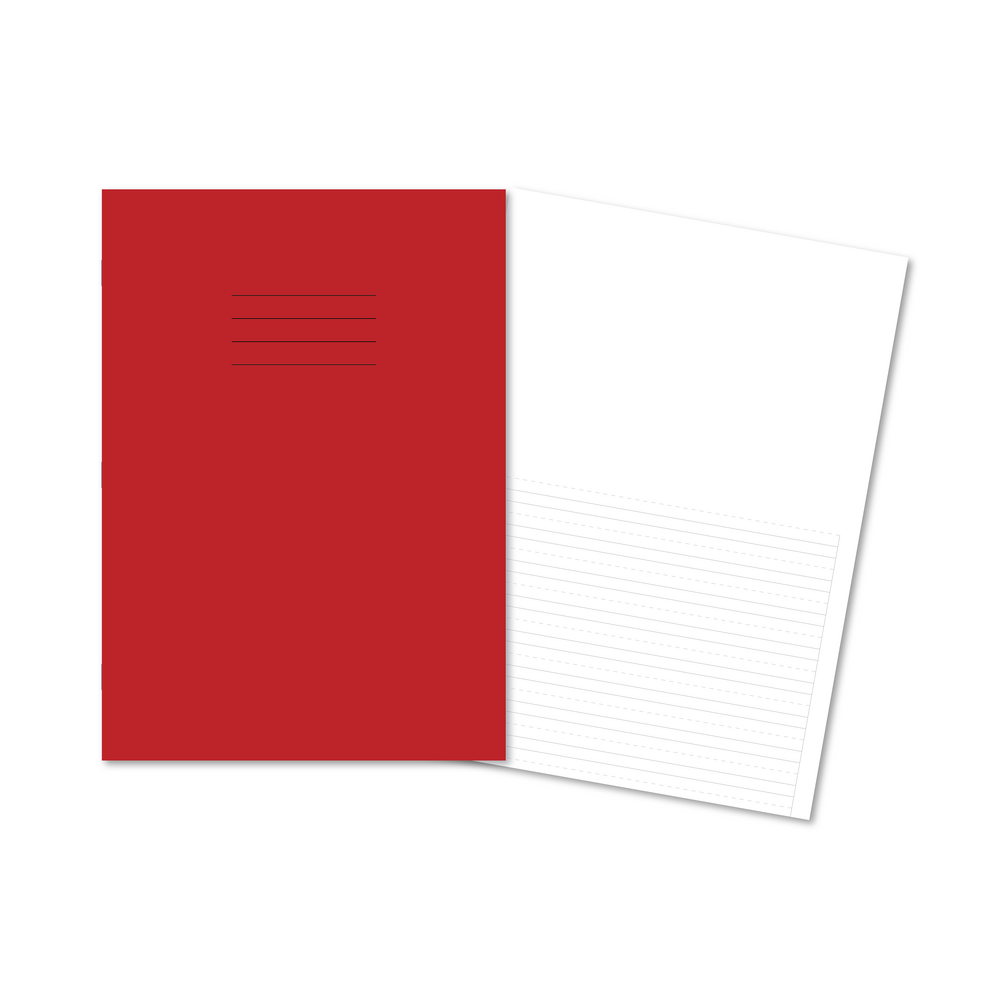 Hamelin A4 Exercise Book Stapled, plain top / Handwriting 6mm dashed bottom ruling , 80 Page - Without Free Personalisation