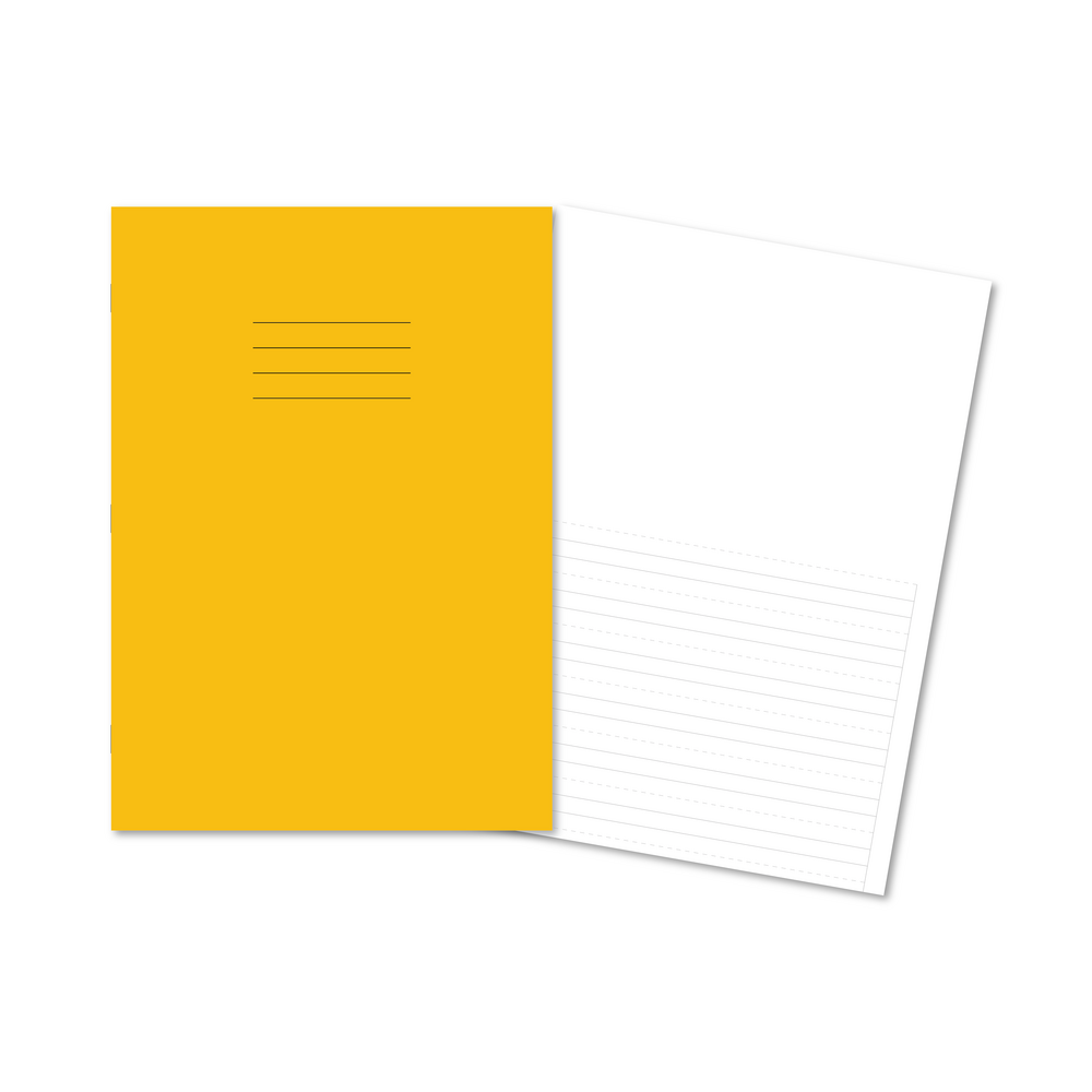 Hamelin A4 Exercise Book Stapled, plain top / Handwriting 8mm dashed bottom ruling , 80 Page - Without Free Personalisation