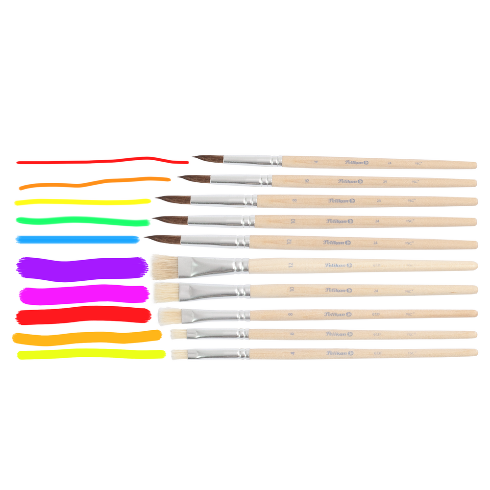 Pelikan Paint Brushes, 10 sets of 10 brushes