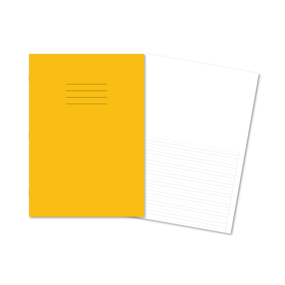 Hamelin A4 Exercise Book Stapled, plain top / Handwriting 6mm dashed bottom ruling , 80 Page - Without Free Personalisation