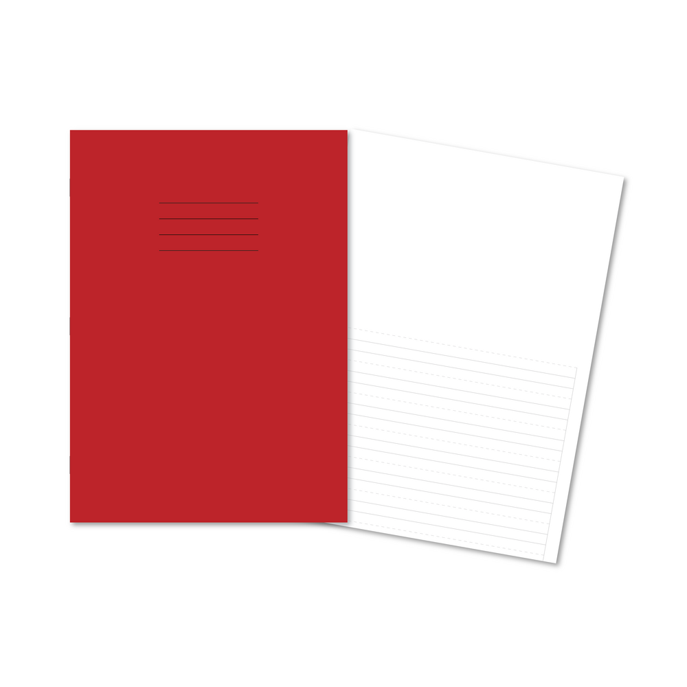 Hamelin A4 Exercise Book Stapled, plain top / Handwriting 8mm dashed bottom ruling , 80 Page - Without Free Personalisation