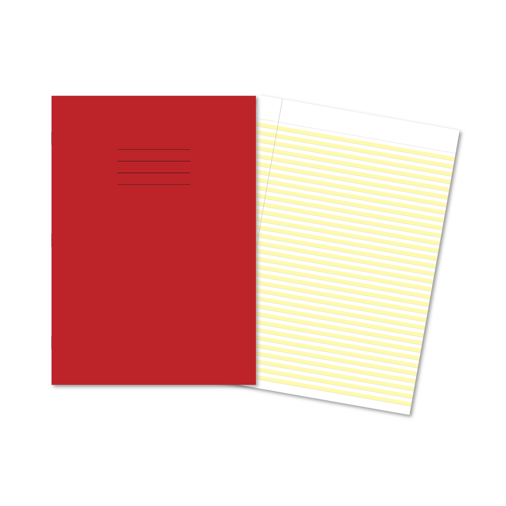 Hamelin A4 Exercise Book Stapled, Handwriting 4mm highlighted yellow ruling, 80 Page - Without Free Personalisation