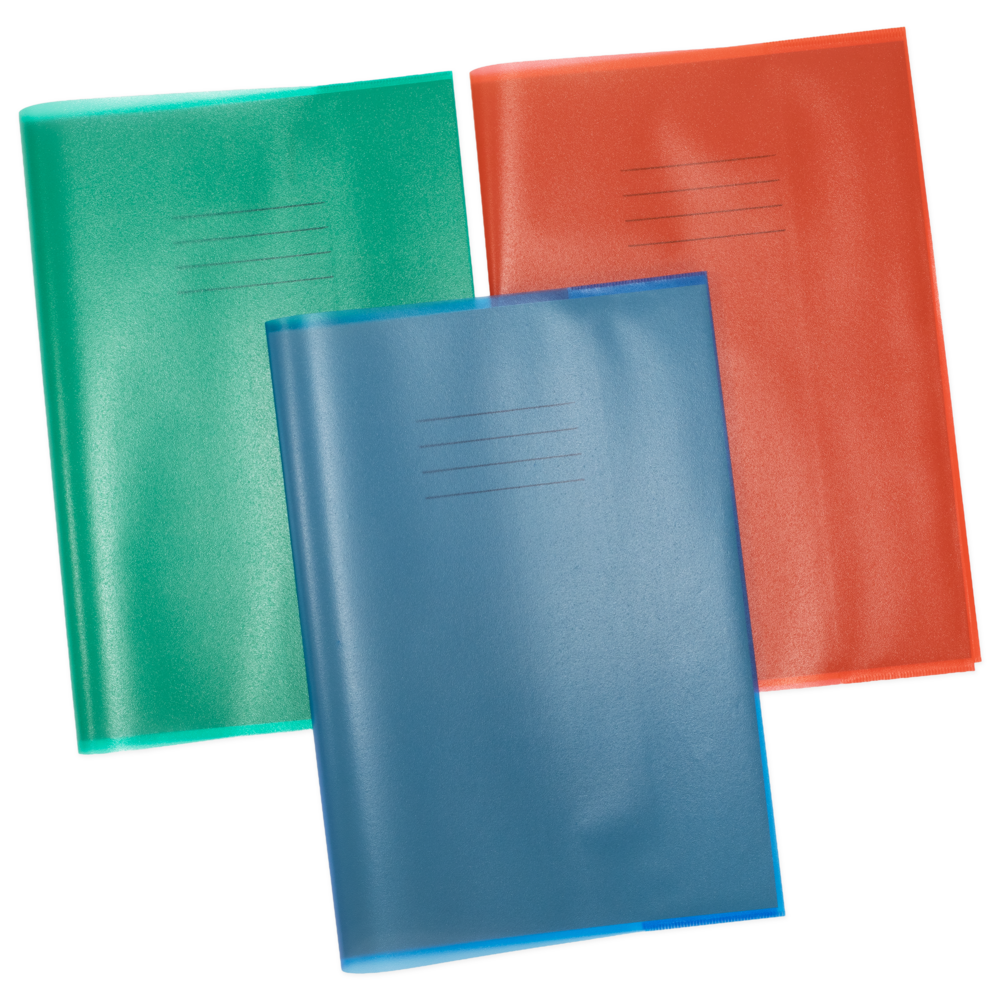 Coloured 90micron Plastic A4 Exercise Book Covers - Assorted Pack of 25