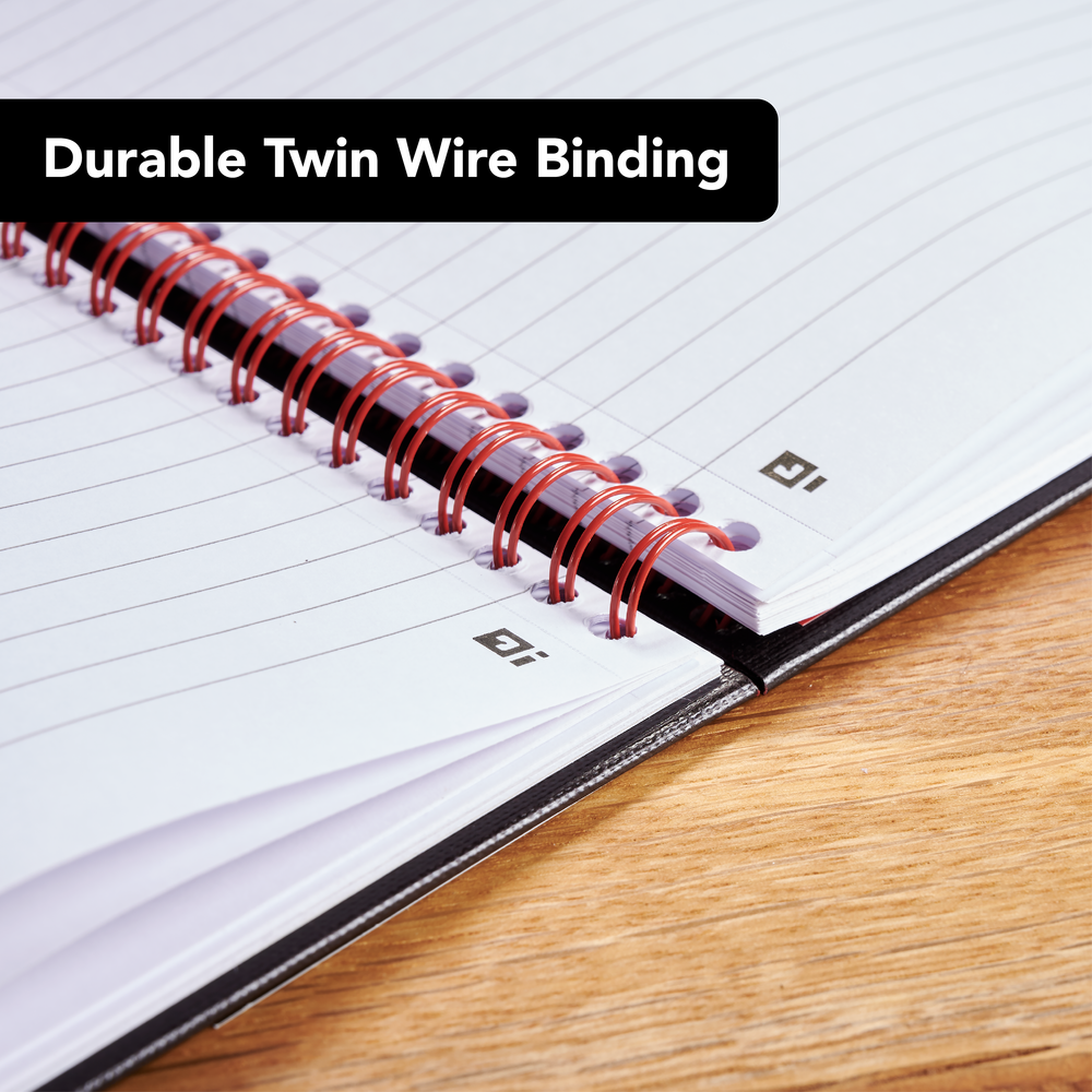 Black n' Red A4 8mm Ruled Glossy Wirebound Notebook - Pack of 5