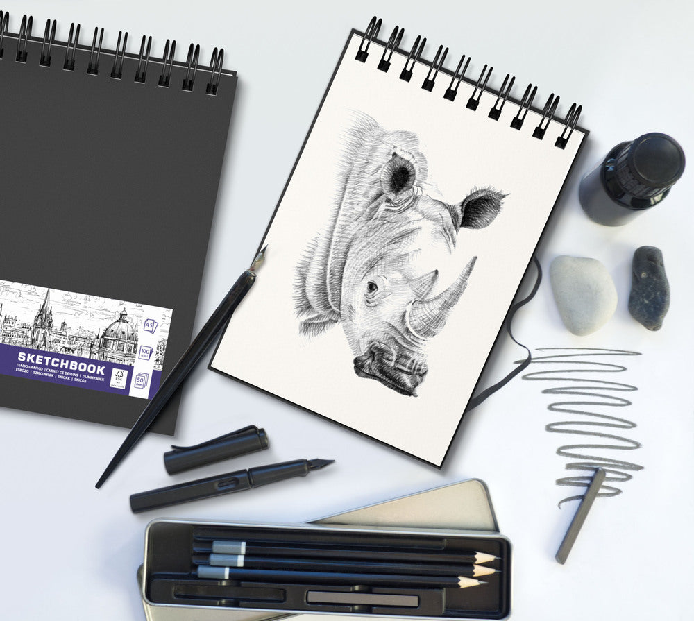 Oxford Spiral Bound A4 Hardcover Sketchbook - Pack of 5