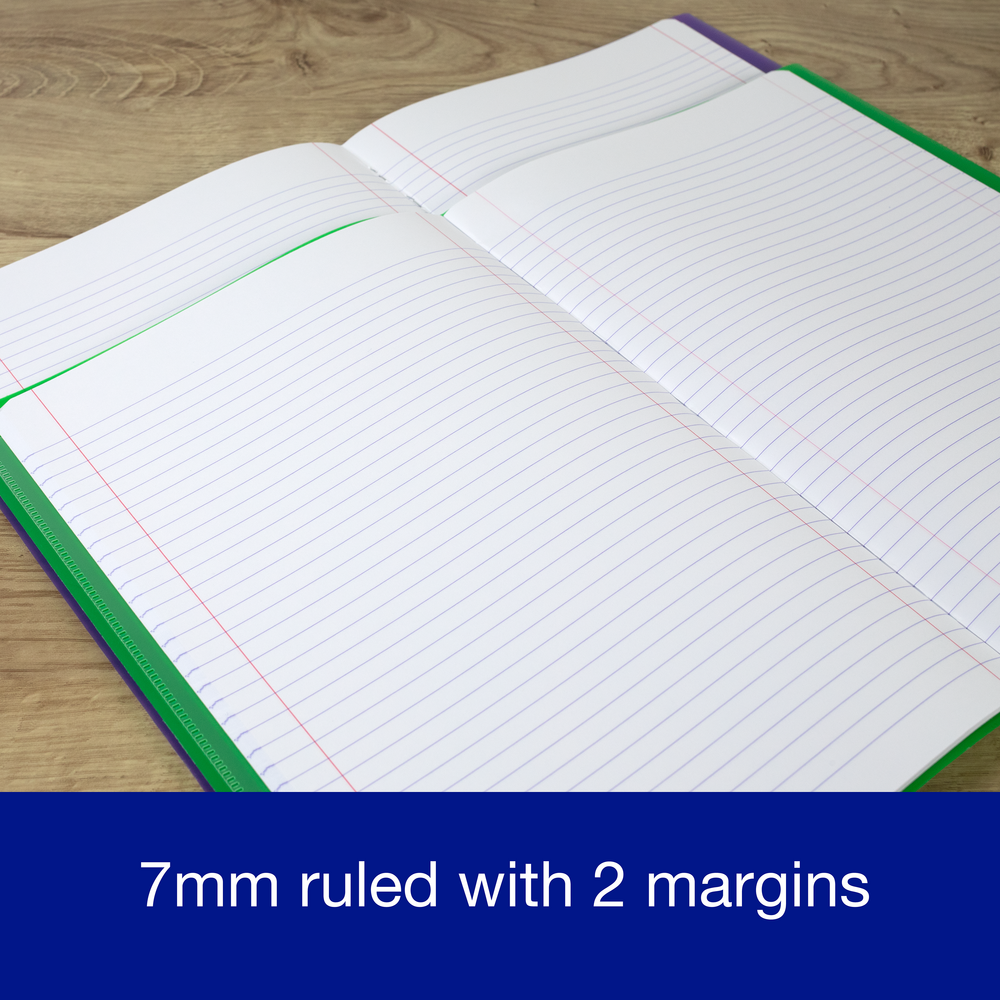 Oxford easyBook® A4 Bright PP Exercise Books, 7mm Ruled with Double Margin, 96 Pages - Pack of 10