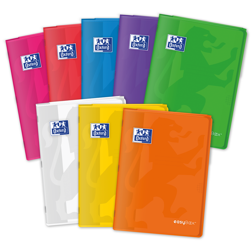 Oxford easyBook® A4 Bright PP Exercise Books, 4x4 squared, 96 Pages - Pack of 10