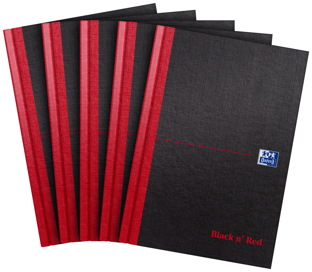 Black n' Red A5 Casebound Hardback Notebook - Pack of 5