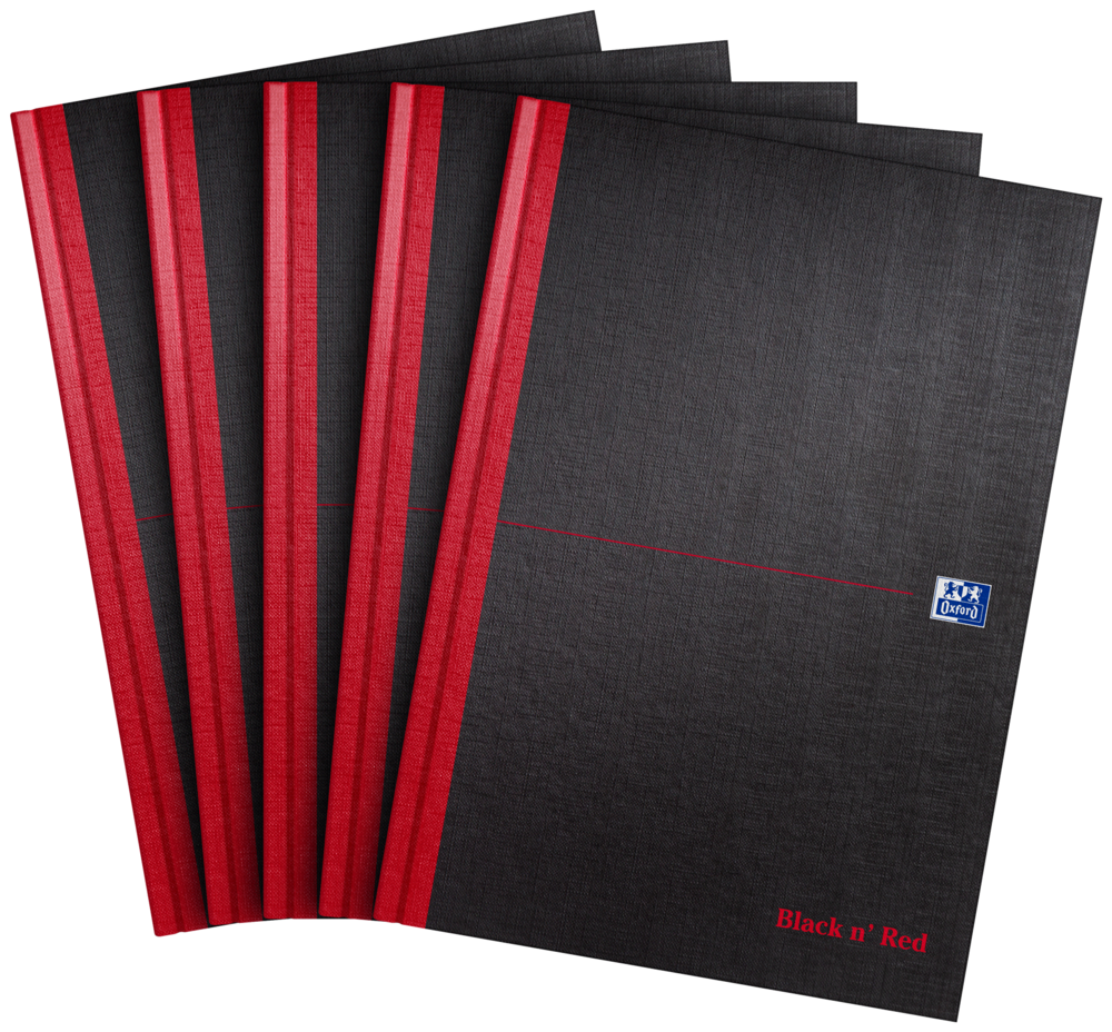 Black n' Red A4 Casebound Hardback Notebook - Pack of 5