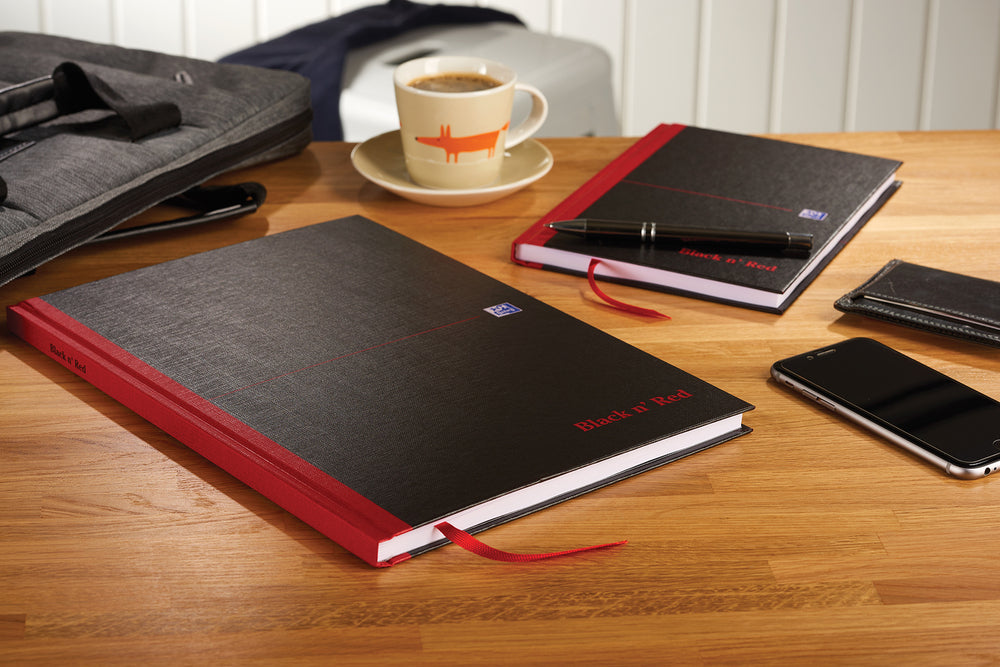 Black n' Red A4 Casebound Hardback Notebook - Pack of 5