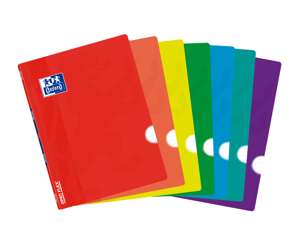 Oxford OpenFlex Bright PP Exercise Books, 8mm Ruled & Margin, 96 Pages - Pack of 10