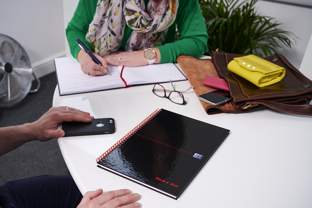 Black n' Red A5 5mm Squared Glossy Wirebound Notebook - Pack of 5