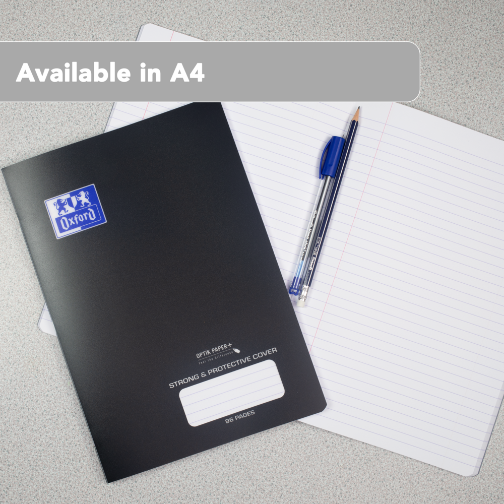 Oxford PP Cover A4 Exercise Book, 8mm Ruled & Margin, 96 Pages