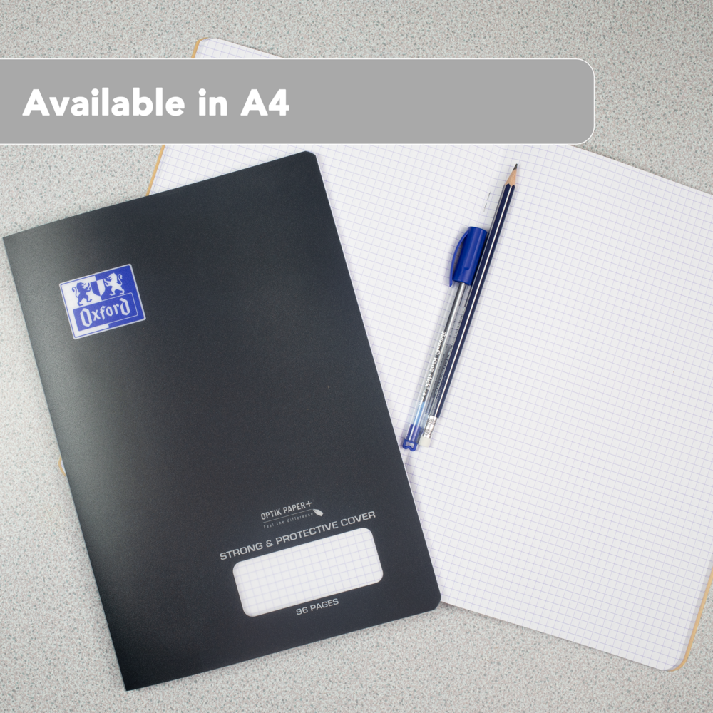 Oxford PP Cover A4 Exercise Book, 5mm Squared, 96 Pages